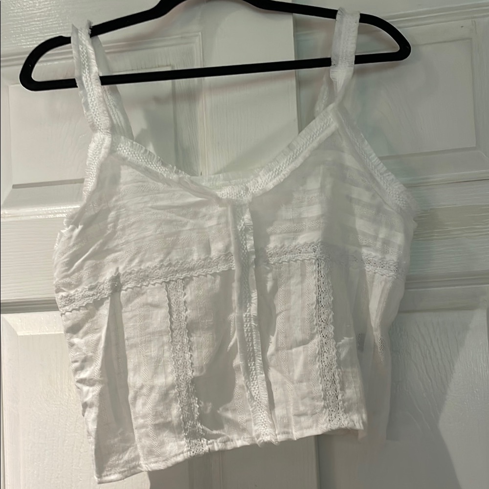 White Lace Trim Women's Top size S
